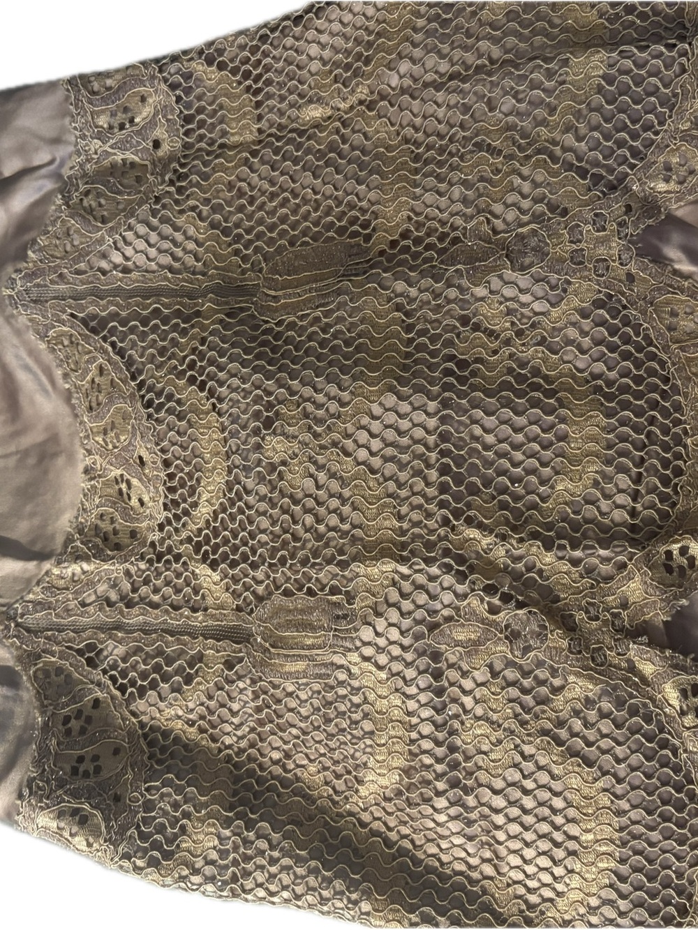 Embroidered Metallic Lace Overlay skirt lavender silk